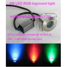 3W DC5V RGB LED Bodeneinbaustrahler, 3W Mini LED Bodenleuchte Farbwechsel IP67