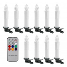 10er RGB LED Kerzen Lampen Weihnachtsbaumkerzen Christbaukerzen mit Ferbbedienung
