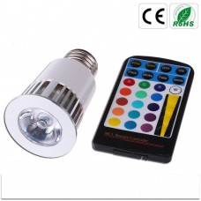 5W E27 RGB LED Farbwechsel Lampe Stahler Leuchtmittel Decospot mit Infrarot Fernbedienung