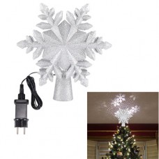 4W AC220V Weihnachtsbaumspitze Sterne mit LED Rorationslampe Schneeflocken Silber 