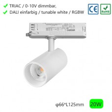 20W LED 3 Phasen Stromschienenstrahler Spot TRIAC 0-10V Dimmbar DALI Steuerbar 